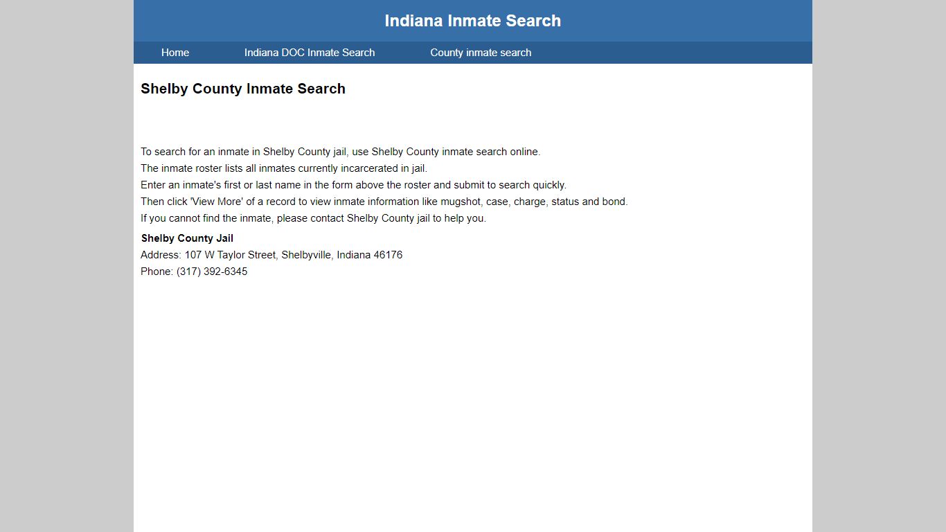 Shelby County Inmate Search